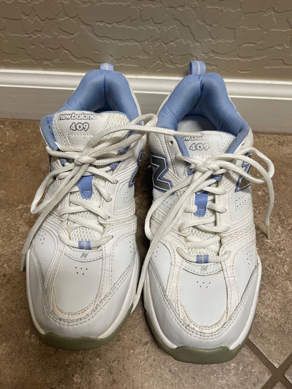 New Balance White and Light Blue 409 Women's Sneakers